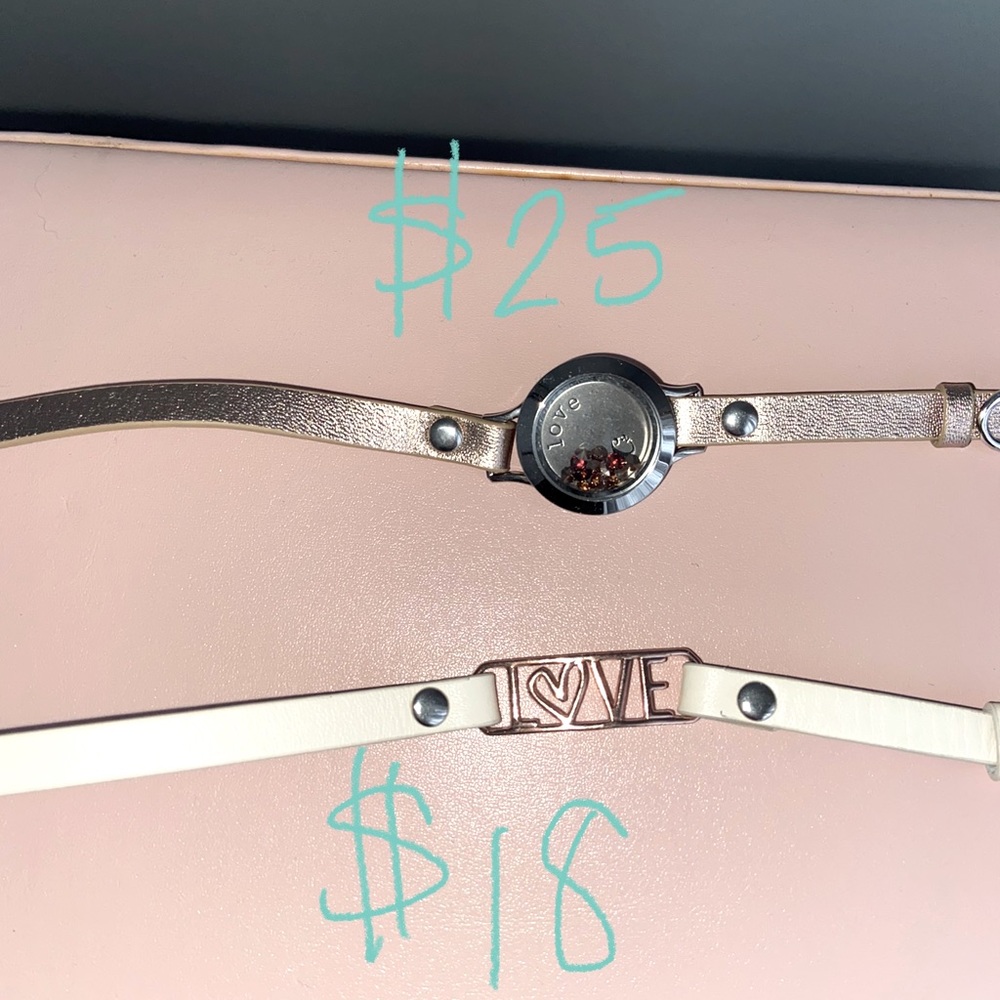 Origami Owl wrap bracelets. cream or rose gold.